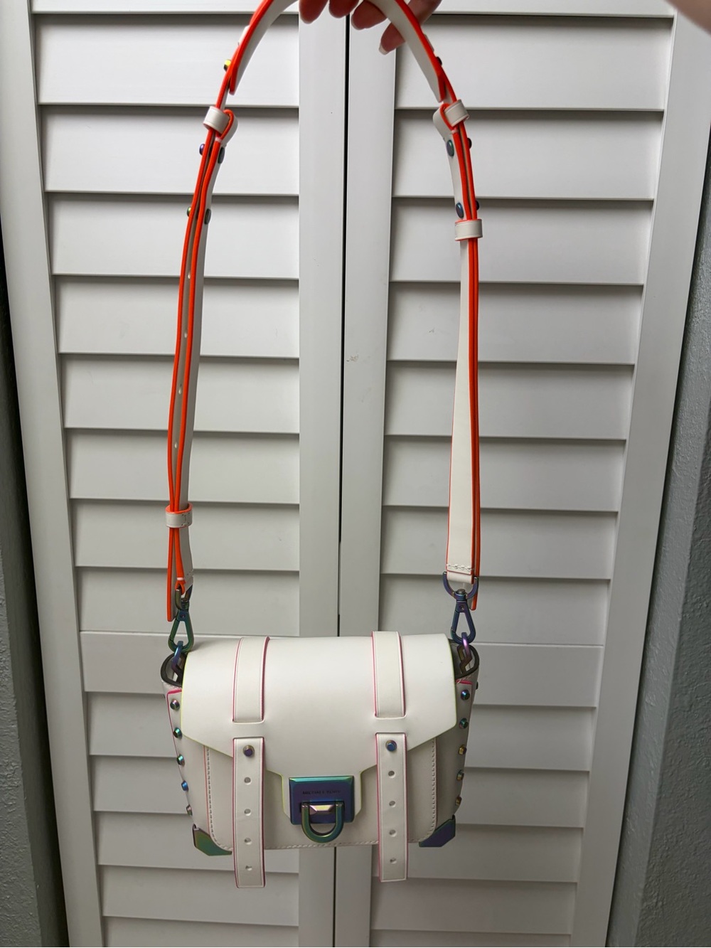 Michael Kors White Crossbody with Orange Accent Strap